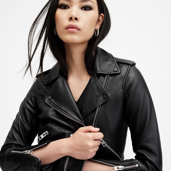 ALL SAINTS BALFERN LEATHER BIKER JACKET MOTO SIZE US 4 BUTTER SOFT - Picture 4 of 12